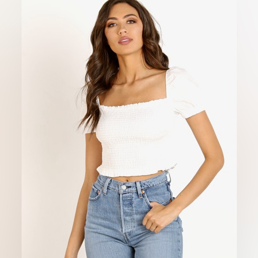 ASTR the Label Mason Smocked Puff Sleeve Top